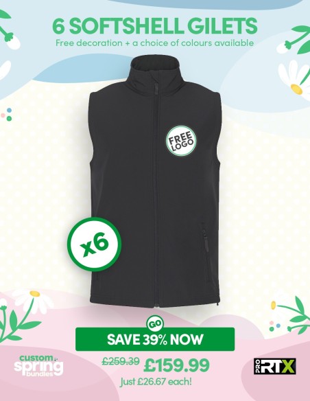 Bundle: 6 ProRTX 2-Layer Softshell Gilets with Free Logo