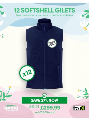 Bundle: 12 ProRTX 2-Layer Softshell Gilets with Free Logo