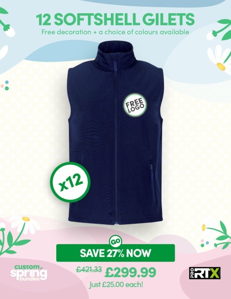 Bundle: 12 ProRTX 2-Layer Softshell Gilets with Free Logo