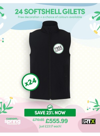 Bundle: 24 ProRTX 2-Layer Softshell Gilets with Free Logo