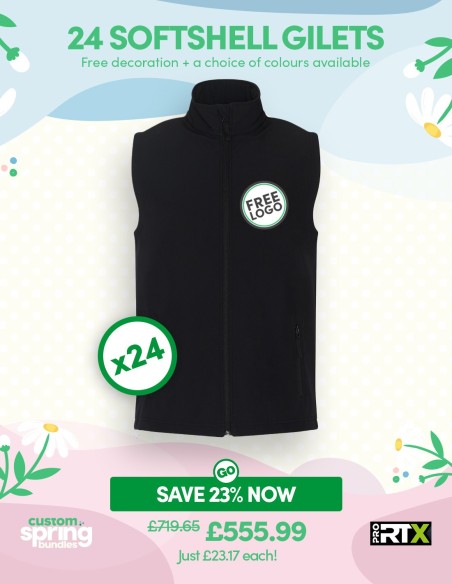 Bundle: 24 ProRTX 2-Layer Softshell Gilets with Free Logo