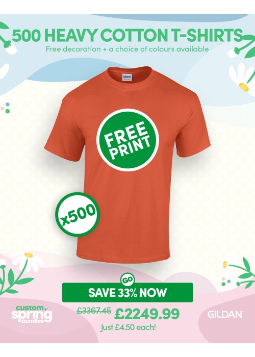 Bundle: 500 x Heavy Cotton T-Shirts with Free...