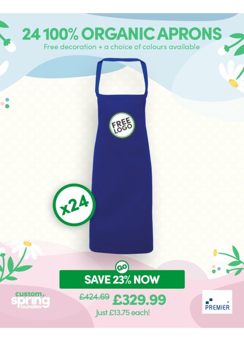Bundle: 24 x 100% Organic Cotton Aprons with...