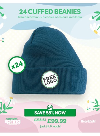 A bundle containing 24 of our best-selling Cuffed Beanies with FREE EMBROIDERY