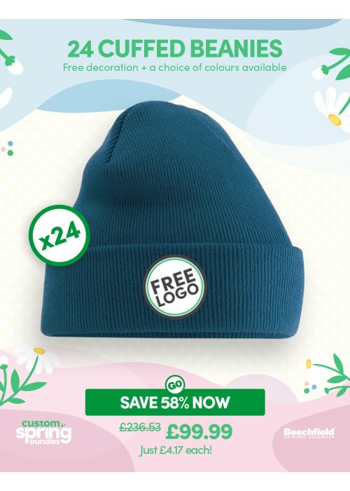 Bundle: 24 x Cuffed Beanie with FREE Logo