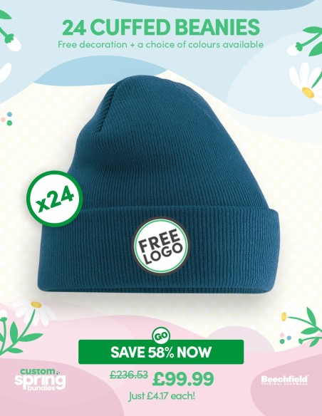 Bundle: 24 x Cuffed Beanie with FREE Logo