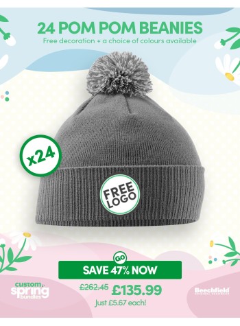 A bundle containing 24 of our best-selling Cuffed Beanies with FREE EMBROIDERY and FREE DELIVERY included.