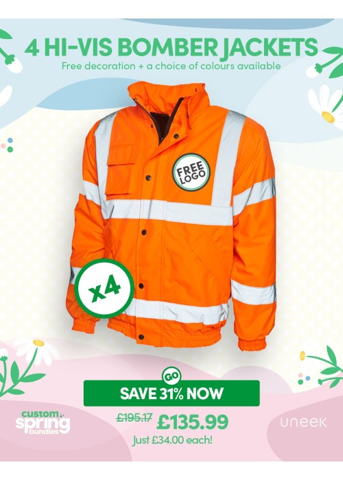Bundle: 4 x Hi-Vis Bomber Jackets with FREE Logo