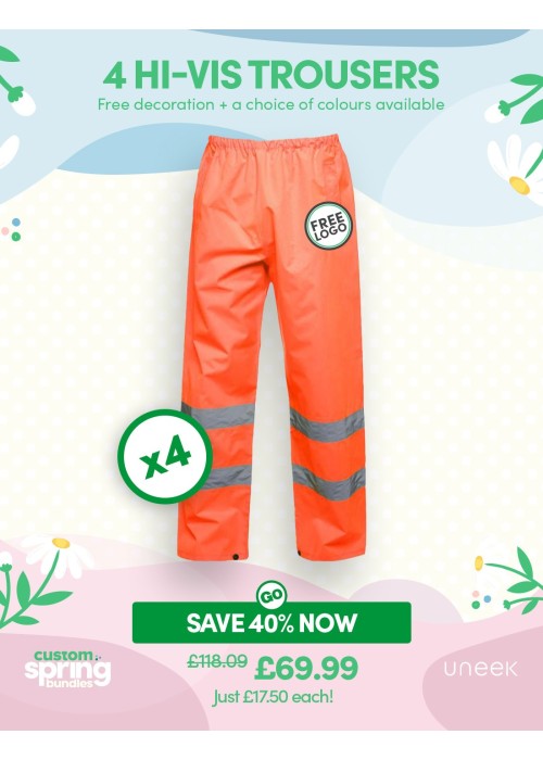 Bundle: 4 x Hi-Vis Trousers with FREE Logo