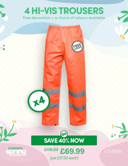 Bundle: 4 x Hi-Vis Trousers with FREE Logo