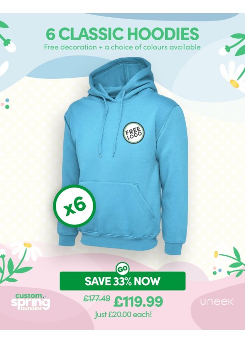 Bundle: 6 Classic Hoodies with Free Logo