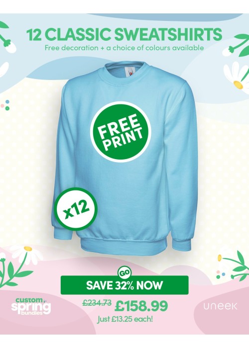 Bundle: 12 Classic Sweatshirts with Free Logo