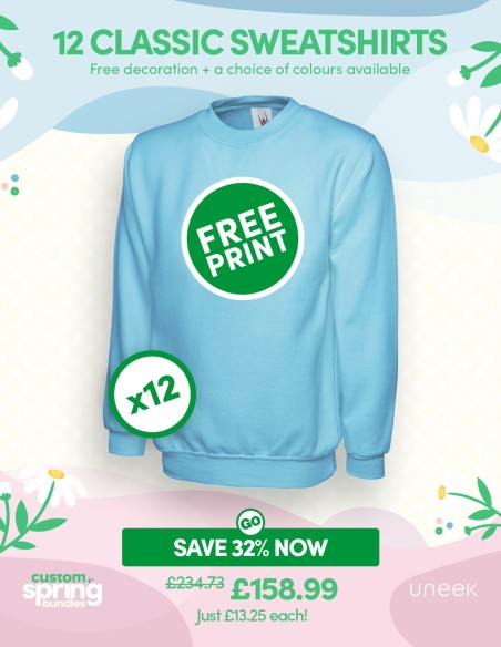 Bundle: 12 Classic Sweatshirts with Free Logo