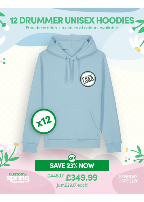 Bundle: 12 x Drummer Unisex Hoodie with Free Logo