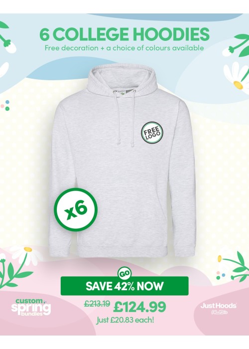 Bundle: 6 x College Hoodie with Free Logo