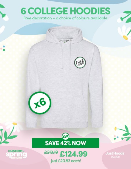 Bundle: 6 x College Hoodie with Free Logo