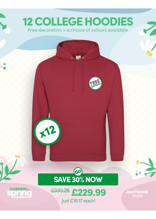 Bundle: 12 x College Hoodie with Free Logo