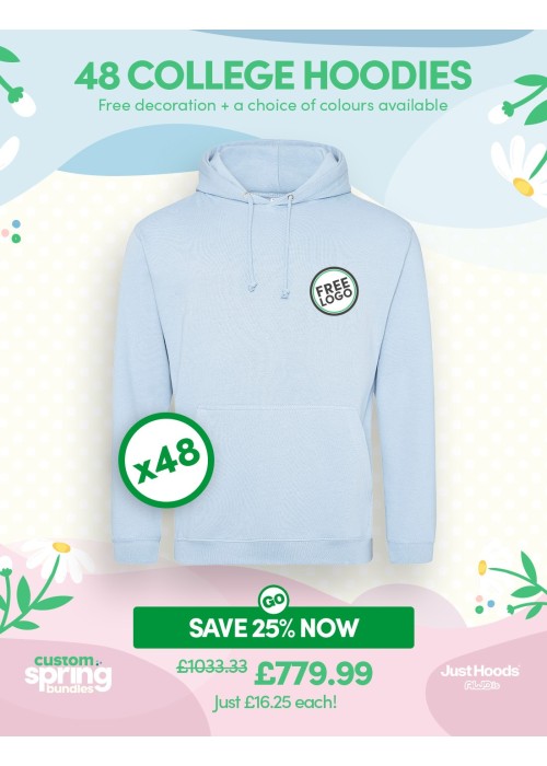 Bundle: 48 x College Hoodie with Free Logo
