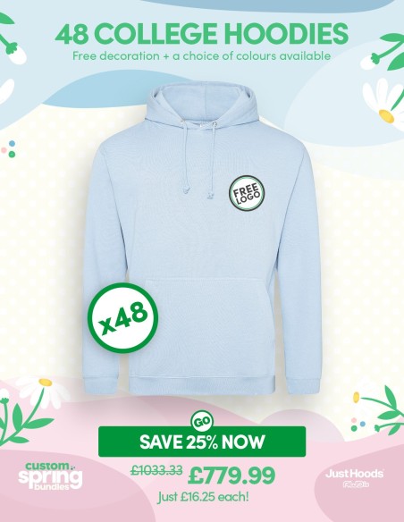 Bundle: 48 x College Hoodie with Free Logo