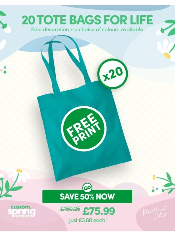 A bundle containing 20 x Tote Bag For Life with FREE PRINTING included.