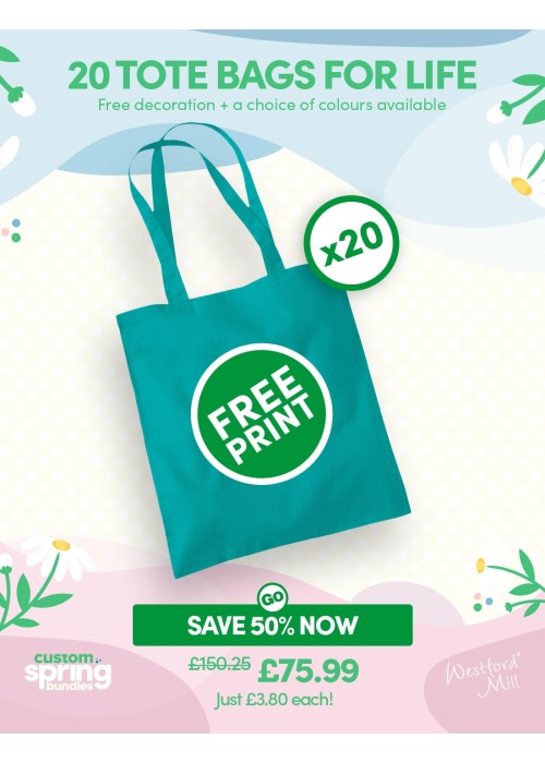 Bundle: 20 x Tote Bag For Life with Free Printing
