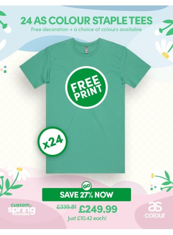 Bundle: 24 x AS Colour Staple Tees with Free Printing