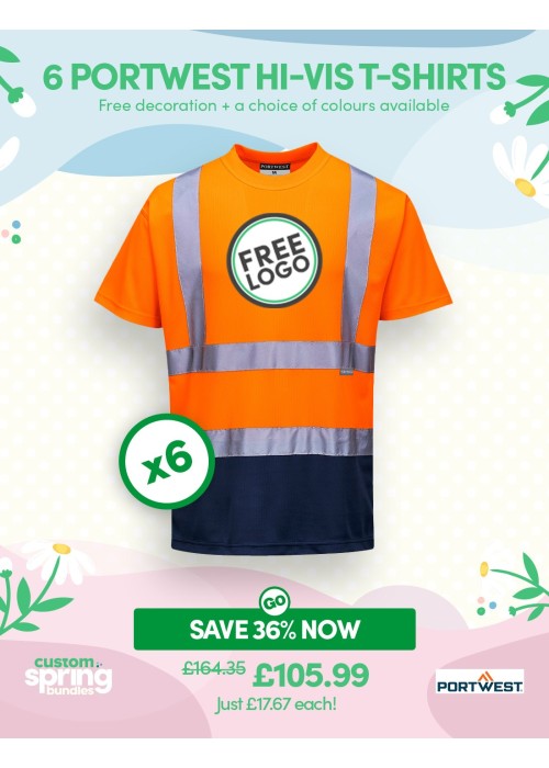 Bundle: 6 x Portwest Two Tone Hi-Vis T-Shirts...