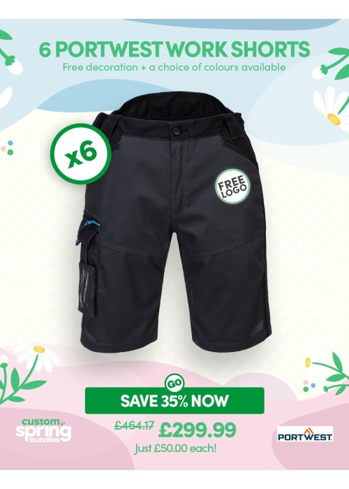 Bundle: 6 x Portwest WX3 Work Shorts with Free...