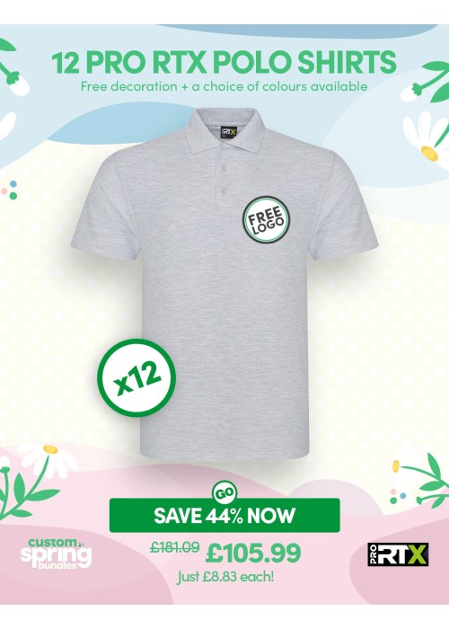 Bundle: 12 ProRTX Polo Shirts with Free Logo