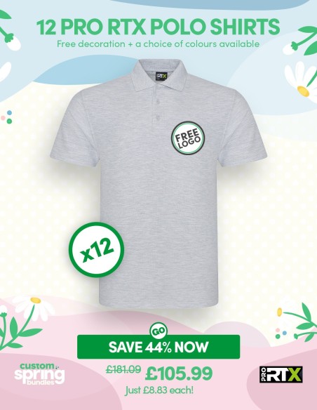 Bundle: 12 ProRTX Polo Shirts with Free Logo