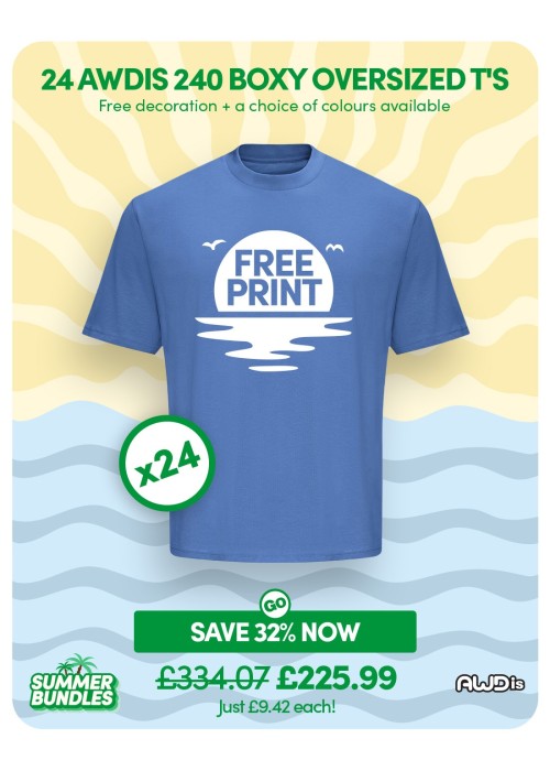 Bundle: 24 x AWDis 240 Boxy Oversized T's with...