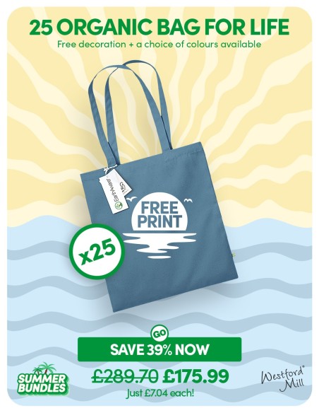 Bundle: 25 x Organic Bag For Life with Free Printing