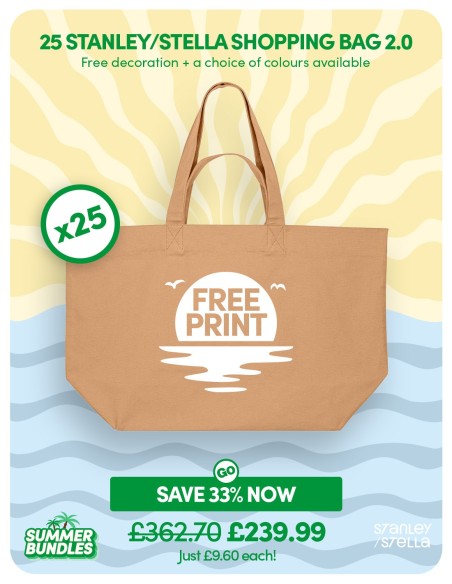 Bundle: 25 x Stanley/Stella Shopping Bag 2.0 with Free Printing