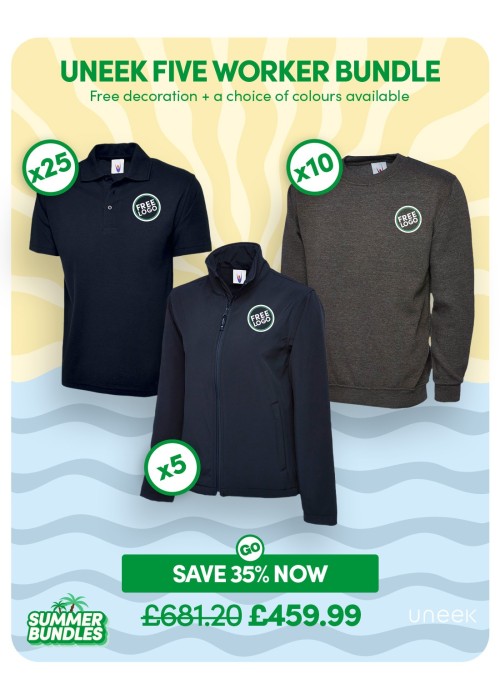 Bundle: Uneek 5 Worker Pack with Free Logo