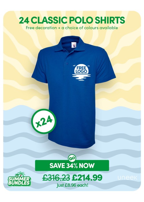 Bundle: 24 Classic Polo Shirts with Free Logo