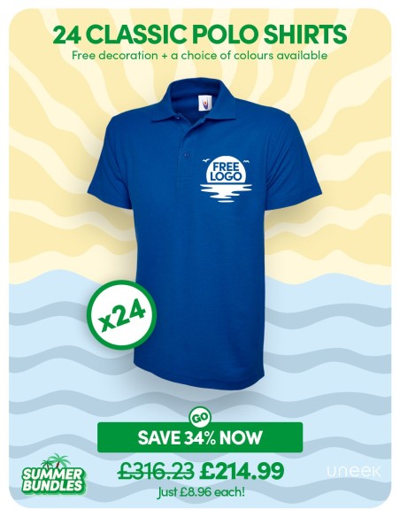 Bundle: 24 Classic Polo Shirts with Free Logo