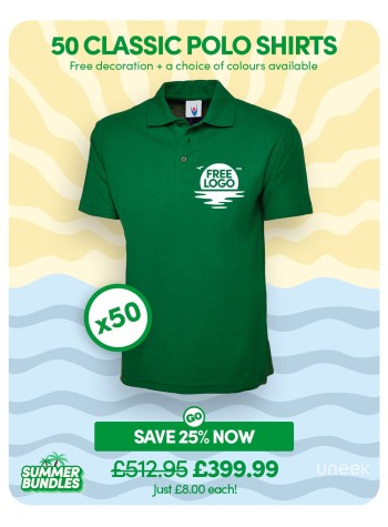 Bundle: 50 Classic Polo Shirts with Free Logo