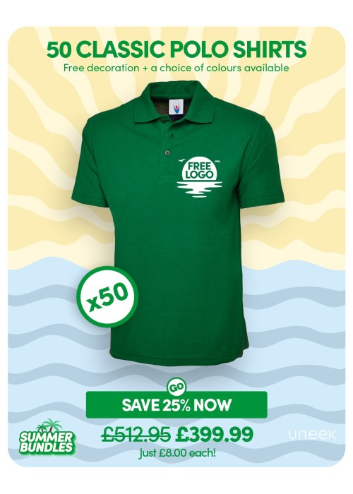 Bundle: 50 Classic Polo Shirts with Free Logo