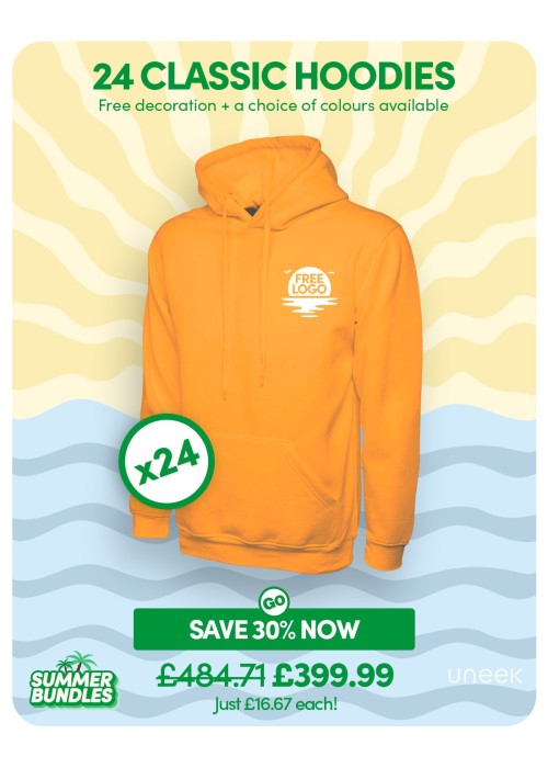 Bundle: 24 Classic Hoodies with Free Logo
