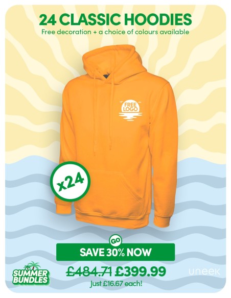 Bundle: 24 Classic Hoodies with Free Logo