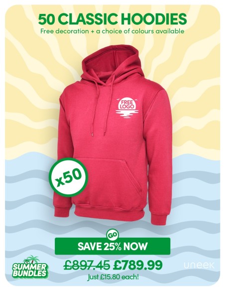 Bundle: 50 Classic Hoodies with Free Logo