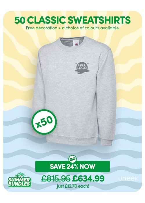 Bundle: 50 Classic Sweatshirts with Free Logo