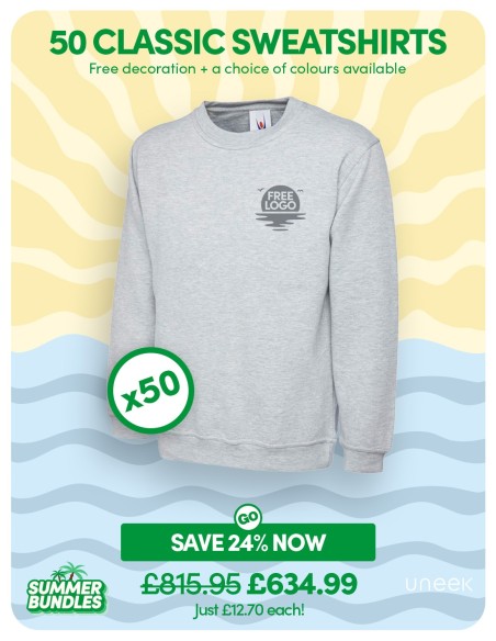 Bundle: 50 Classic Sweatshirts with Free Logo