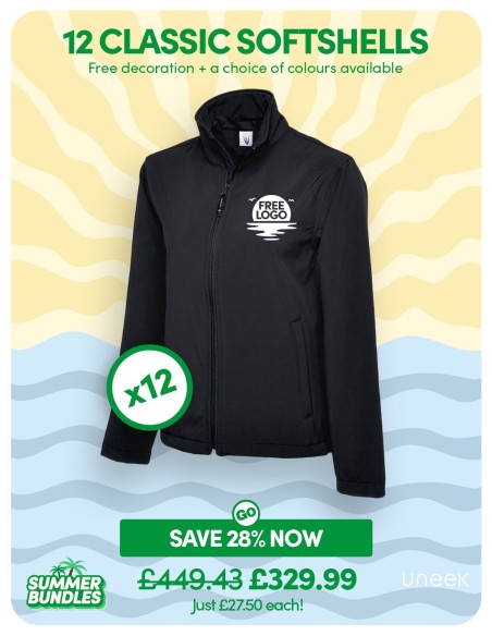 Bundle: 12 Classic Softshell Jackets with Free Logo