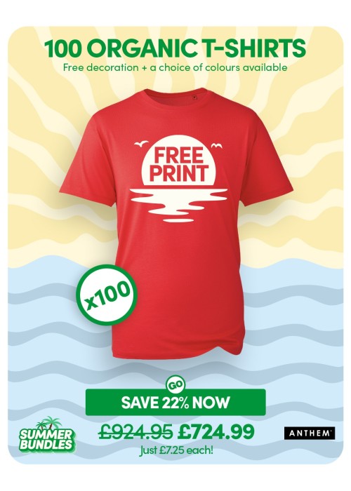 Bundle: 100 Anthem Organic T-Shirts with Free...