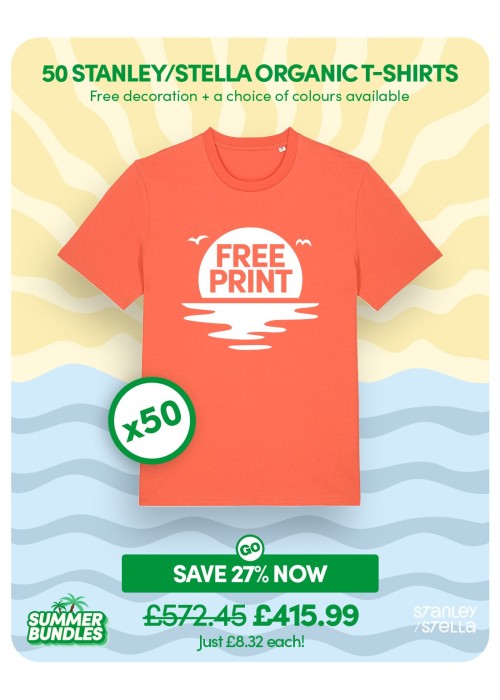 Bundle: 50 Stanley/Stella Organic T-Shirts with...