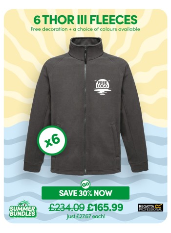 6 of our best selling Regatta Fleeces with FREE EMBROIDERED LOGO and FREE DELIVERY included.