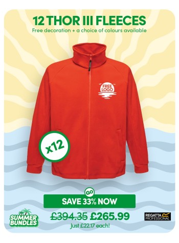 12 of our best selling Regatta Fleeces with FREE EMBROIDERED LOGO and FREE DELIVERY included.