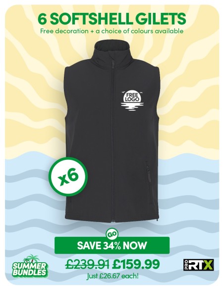 Bundle: 6 ProRTX 2-Layer Softshell Gilets with Free Logo