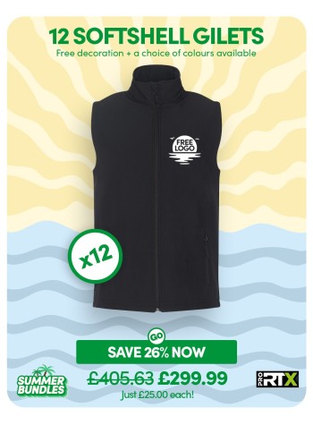 Bundle: 12 ProRTX 2-Layer Softshell Gilets with Free Logo